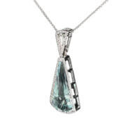 Fancy-Cut Aquamarine & Diamond Pendant in 18k White Gold - Image 2