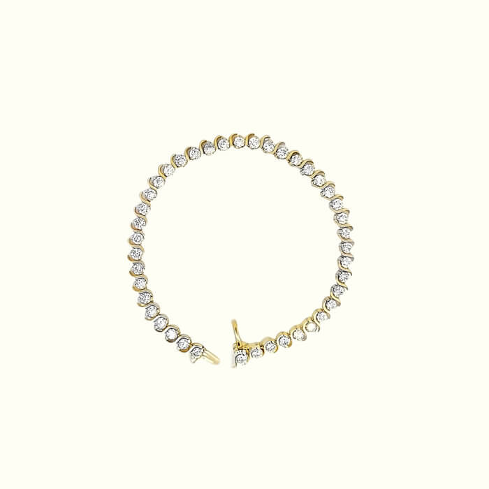 Elegant 18k Yellow Gold Diamond Tennis Bracelet - Image 2