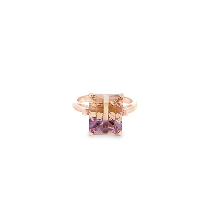 5.70ct Emerald-Cut Ametrine Ring in 14k Rose Gold - Image 3