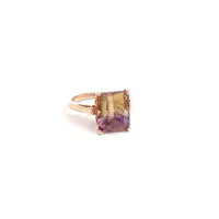 5.70ct Emerald-Cut Ametrine Ring in 14k Rose Gold