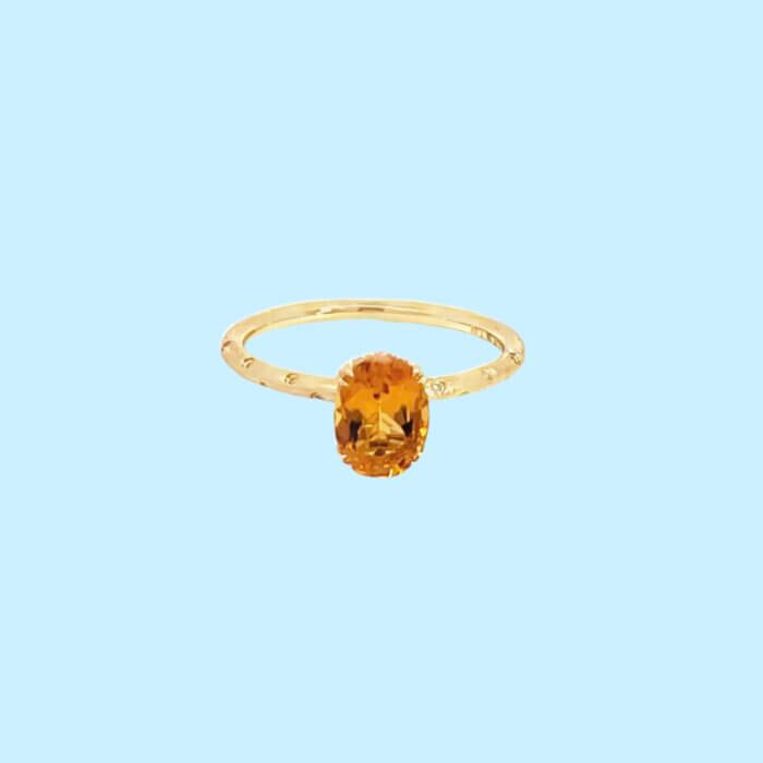 Citrine & Diamond Ring in 14k Yellow Gold - Image 4