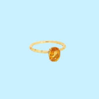 Citrine & Diamond Ring in 14k Yellow Gold