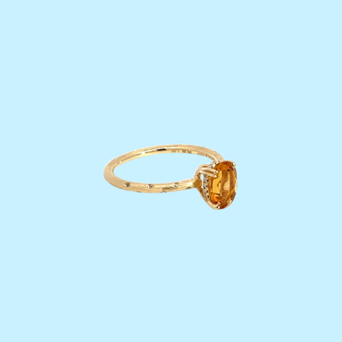 Citrine & Diamond Ring in 14k Yellow Gold - Image 2