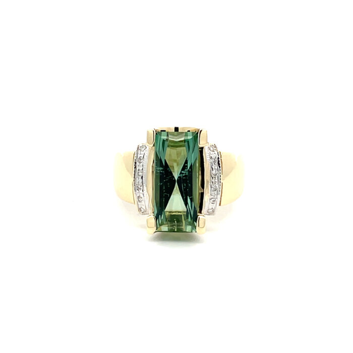14k Yellow Gold Tourmaline & Diamond Ring