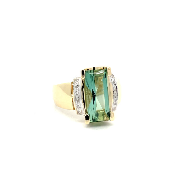 14k Yellow Gold Tourmaline & Diamond Ring - Image 2