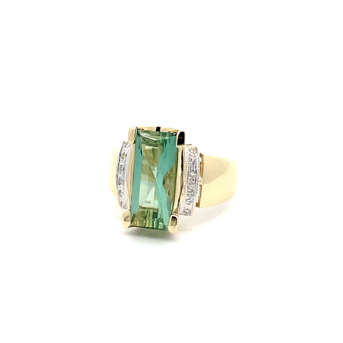 14k Yellow Gold Tourmaline & Diamond Ring - Image 3