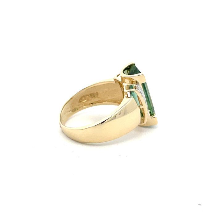 14k Yellow Gold Tourmaline & Diamond Ring - Image 5