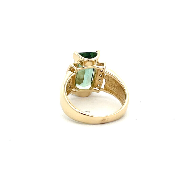 14k Yellow Gold Tourmaline & Diamond Ring - Image 4