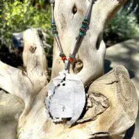 Turquoise & Coral Necklace by Preston Monongye in Sterling Silver - Image 2