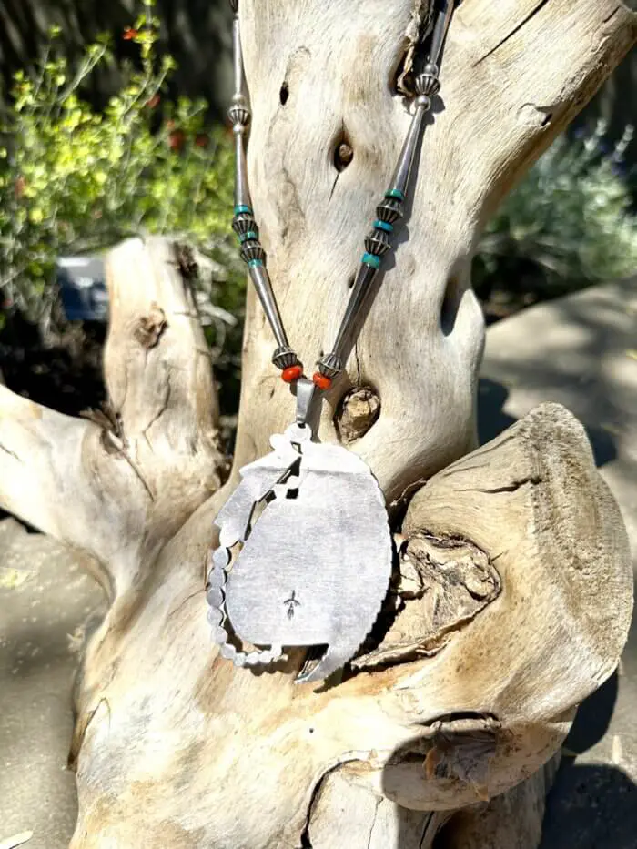 Turquoise & Coral Necklace by Preston Monongye in Sterling Silver - Image 2