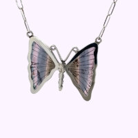 Handmade Multi-Colored Tourmaline Butterfly Necklace w/ 20” Chain in Sterling Silver - Image 2