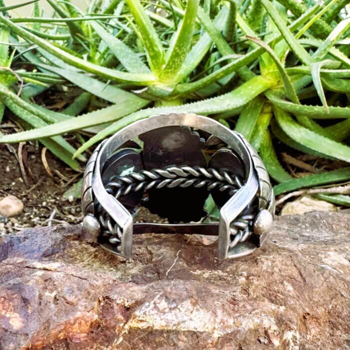 Turquoise Cuff Bracelet by Preston Monongye in Sterling Silver - Image 3