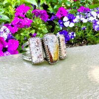Custom Campbellite 3 Stone Cuff Bracelet in Sterling Silver - Image 3