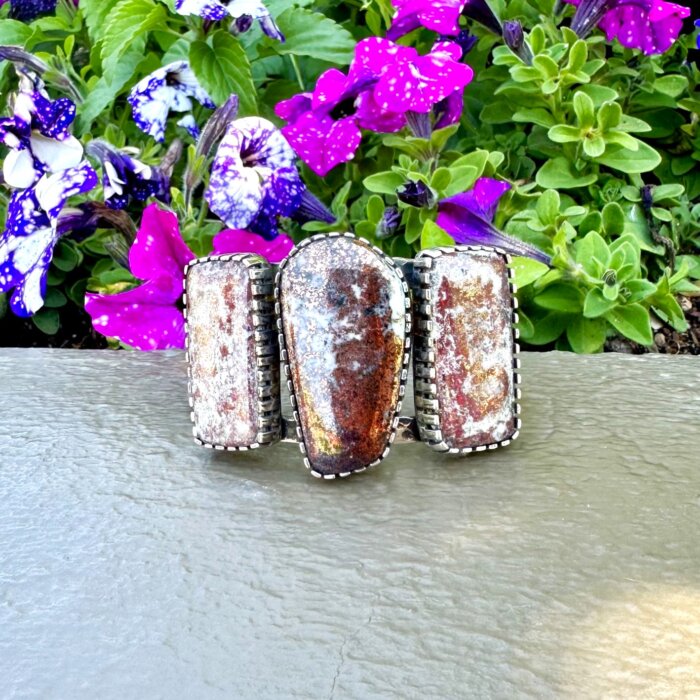 Custom Campbellite 3 Stone Cuff Bracelet in Sterling Silver - Image 6
