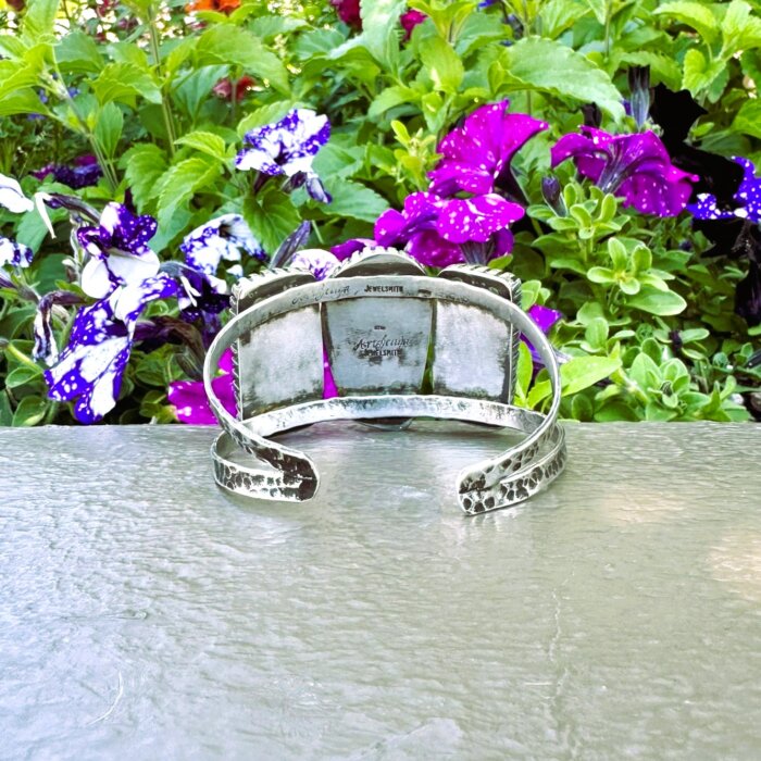 Custom Campbellite 3 Stone Cuff Bracelet in Sterling Silver - Image 4