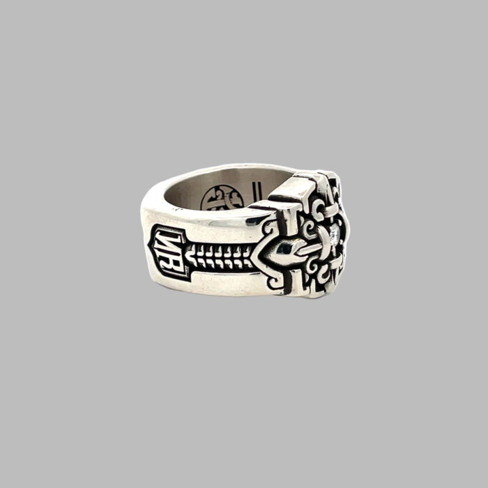Designer Night Rider Sterling Silver Moissanite Sanctified Tapered Ring - Image 3