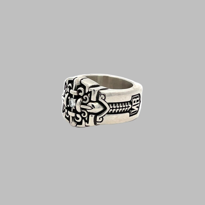 Designer Night Rider Sterling Silver Moissanite Sanctified Tapered Ring - Image 5