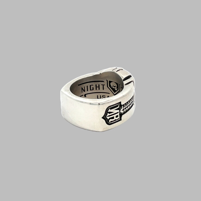 Designer Night Rider Sterling Silver Moissanite Sanctified Tapered Ring - Image 4