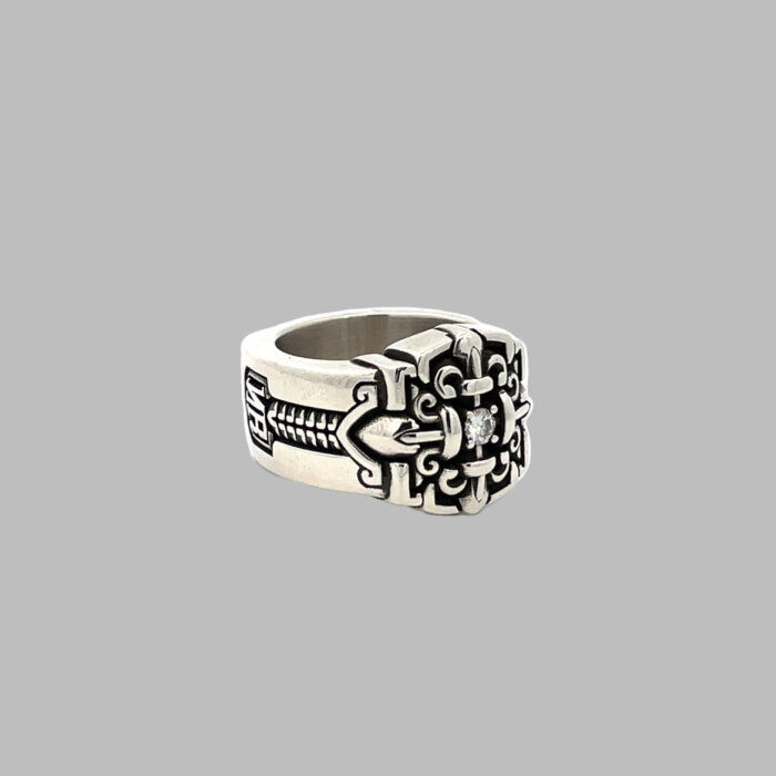 Designer Night Rider Sterling Silver Moissanite Sanctified Tapered Ring - Image 6