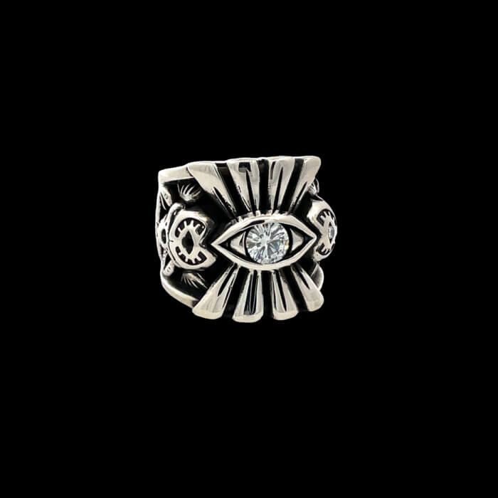 Designer Night Rider Moissanite Eye of Providence in Sterling Silver