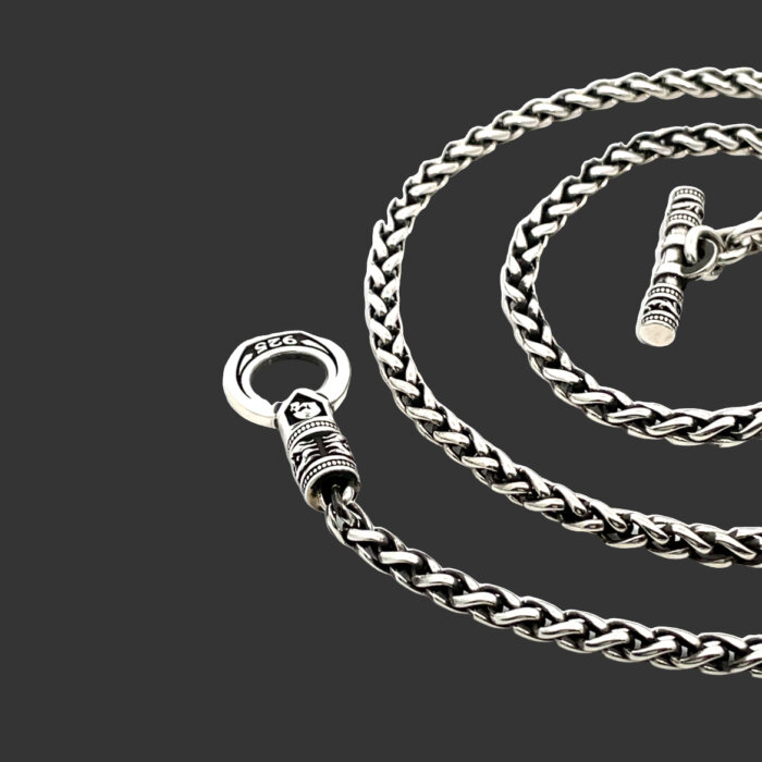 24" Night Rider Sterling Silver Toggle Necklace Chain - Image 5