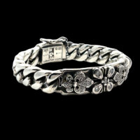 Soffer Ari Fleur-De-Lis Heavy Sterling Silver & Diamond 9" Bracelet - Image 2