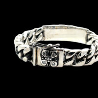 Soffer Ari Fleur-De-Lis Heavy Sterling Silver & Diamond 9" Bracelet - Image 5