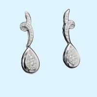 14k White Gold Fancy Diamond Drop Earrings - Image 2