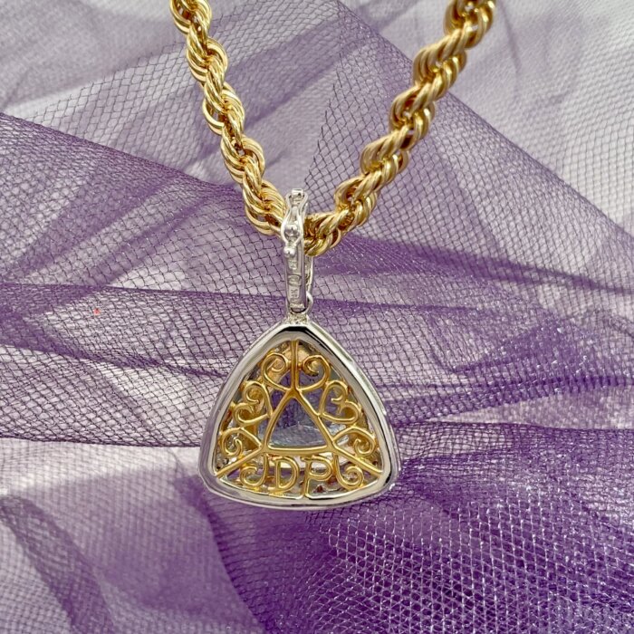 10.33 ct Green Fluorite & Diamond 2-Tone 14k Gold Enhancer Pendant - Image 3