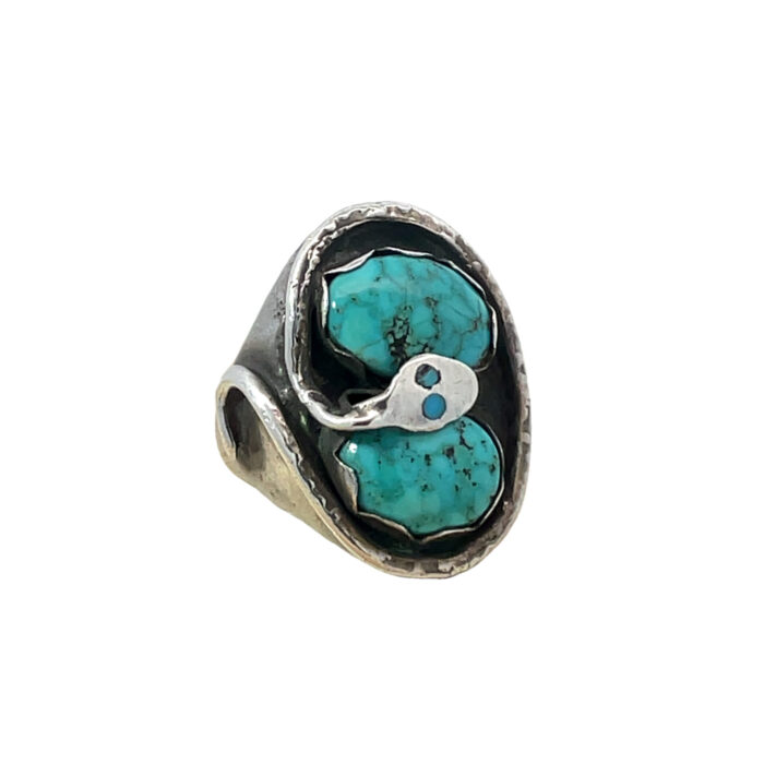 Native Turquoise Sterling Silver Snake Ring - Image 3