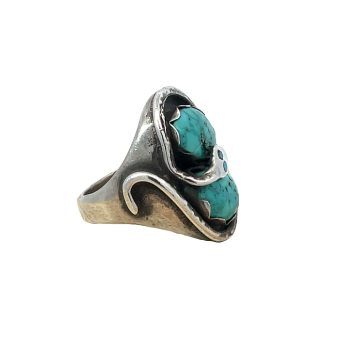 Native Turquoise Sterling Silver Snake Ring - Image 4