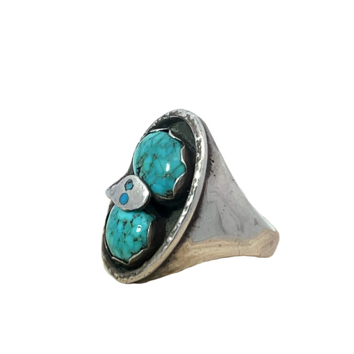 Native Turquoise Sterling Silver Snake Ring - Image 2