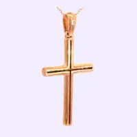 14k Rose Gold Diamond Cross with Chain - Image 4