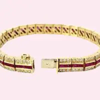 18k Yellow Gold Ruby & Diamond Bracelet - Image 2