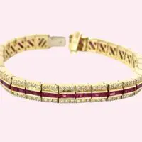 18k Yellow Gold Ruby & Diamond Bracelet - Image 3