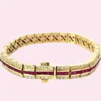 18k Yellow Gold Ruby & Diamond Bracelet