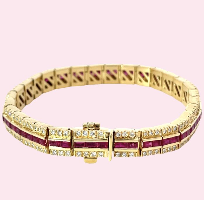 18k Yellow Gold Ruby & Diamond Bracelet