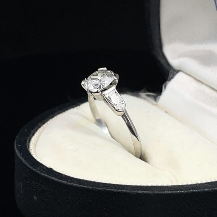 Platinum Old European Cushion Cut Diamond Ring - Image 4