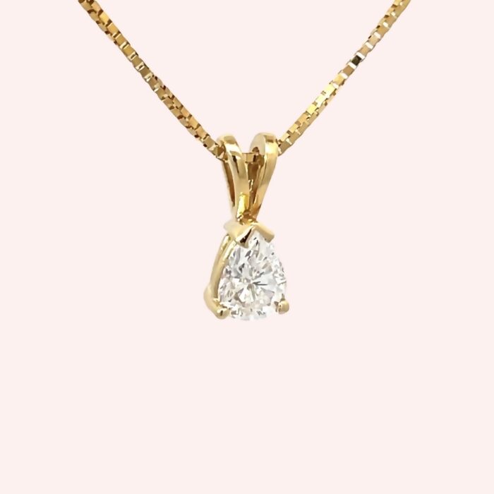 14k Yellow Gold Pear Shaped Diamond Pendant - Image 2