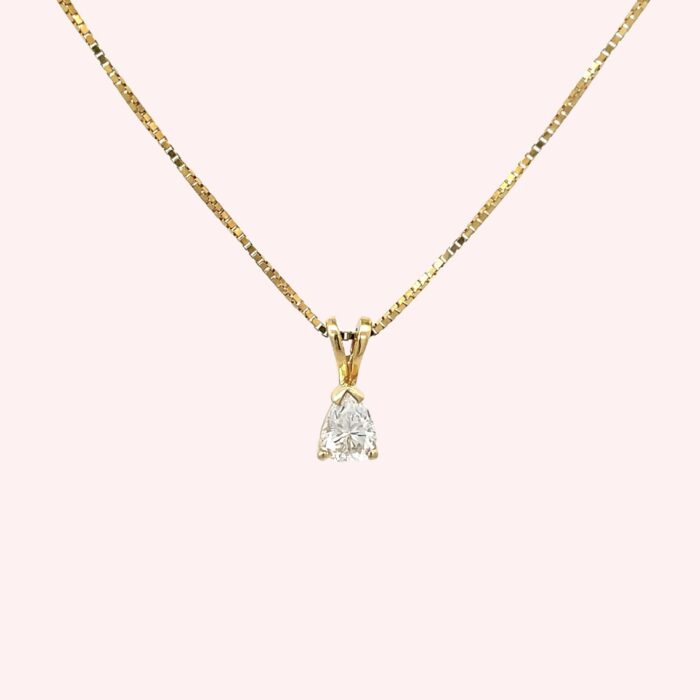 14k Yellow Gold Pear Shaped Diamond Pendant
