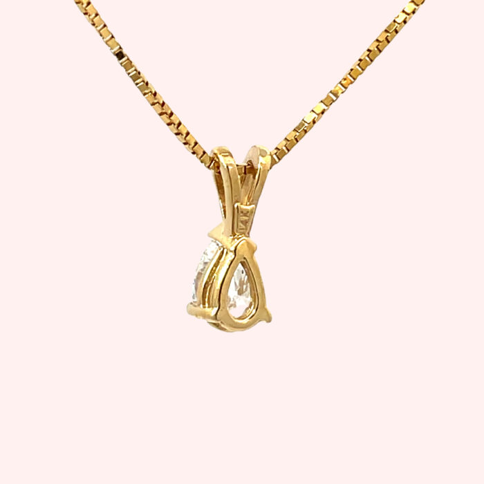 14k Yellow Gold Pear Shaped Diamond Pendant - Image 6