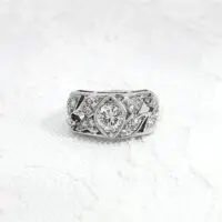 14k White Gold Old Fashion Diamond Ring - Image 2