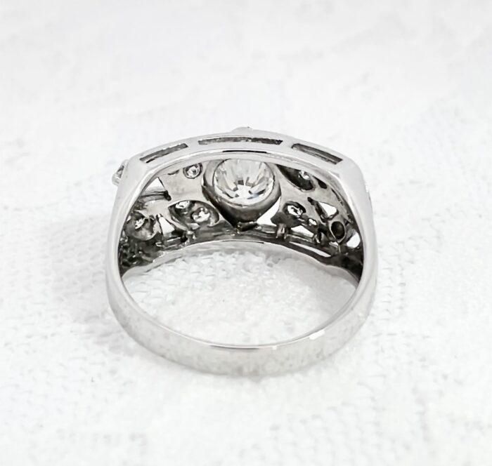 14k White Gold Old Fashion Diamond Ring - Image 4