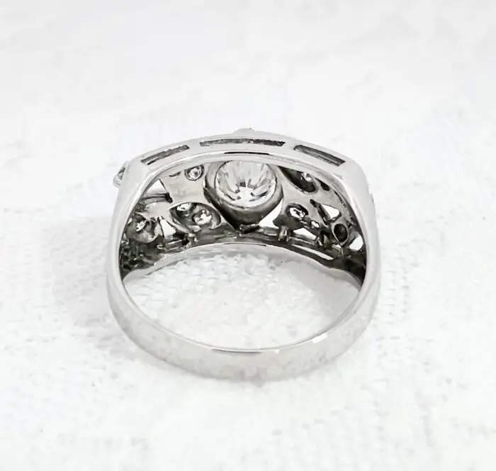 14k White Gold Old Fashion Diamond Ring - Image 4