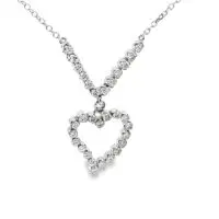 18k White Gold 1.10tw Diamond Heart Shaped Necklace w/ 17" 14k Chain - Image 3