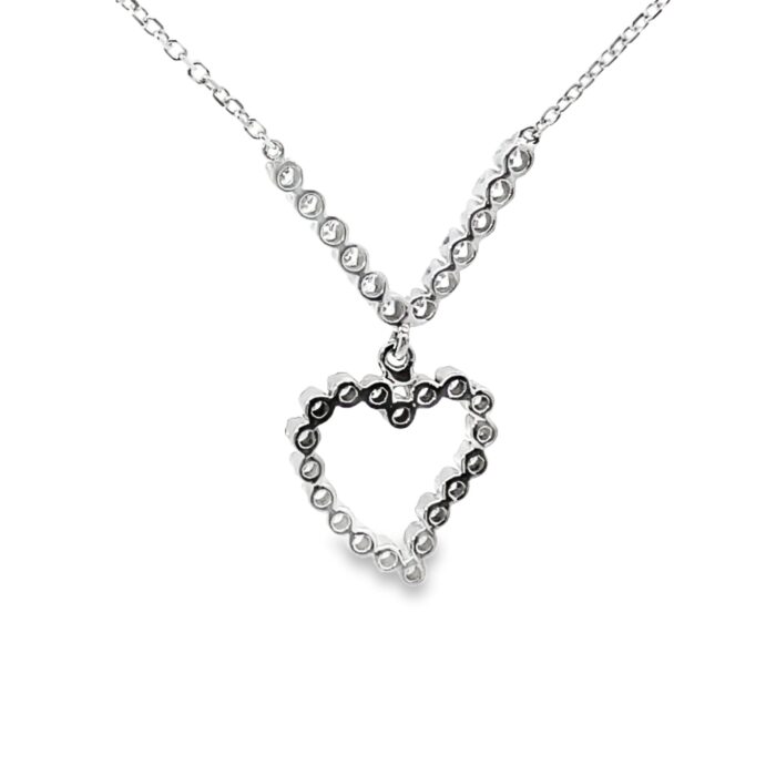 18k White Gold 1.10tw Diamond Heart Shaped Necklace w/ 17" 14k Chain - Image 2