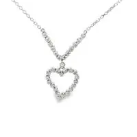 18k White Gold 1.10tw Diamond Heart Shaped Necklace w/ 17" 14k Chain - Image 5