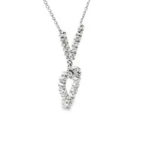 18k White Gold 1.10tw Diamond Heart Shaped Necklace w/ 17" 14k Chain - Image 4