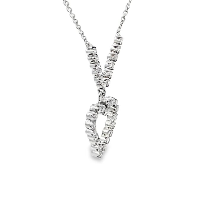18k White Gold 1.10tw Diamond Heart Shaped Necklace w/ 17" 14k Chain - Image 4