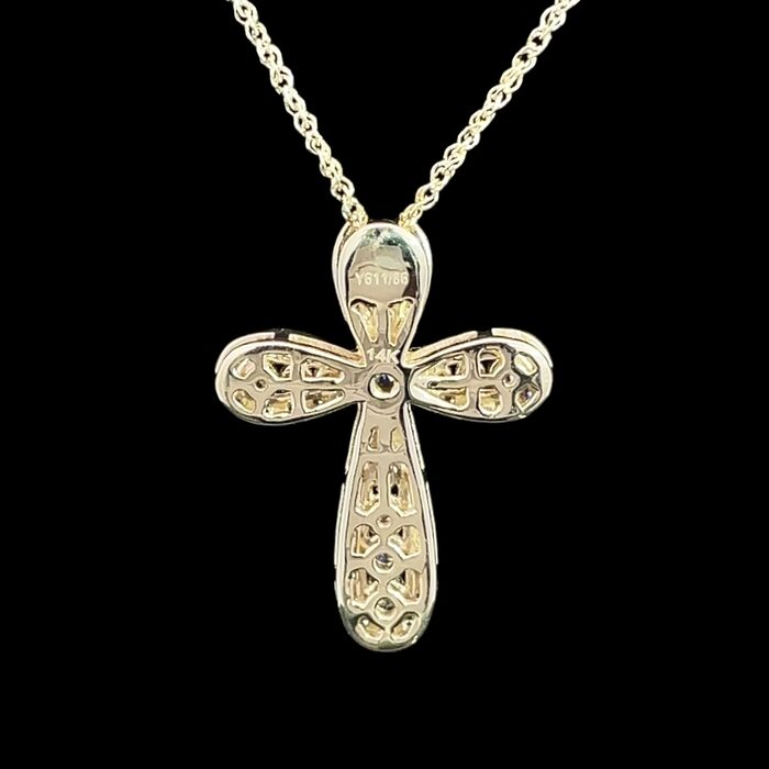 14k Yellow Gold Diamond Cross with Sparkly Chain - Image 5